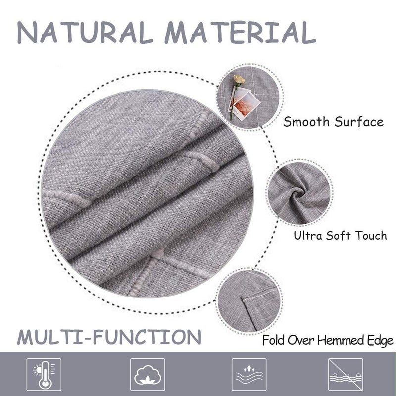 ColorBird Solid Embroidery Lattice Tablecloth Cotton Linen Dust-Proof Checkered Table Cover for Kitchen Dinning Tabletop Decoration (Rectangle/Oblong, 52 x 102 Inch, Grey) - Image 3